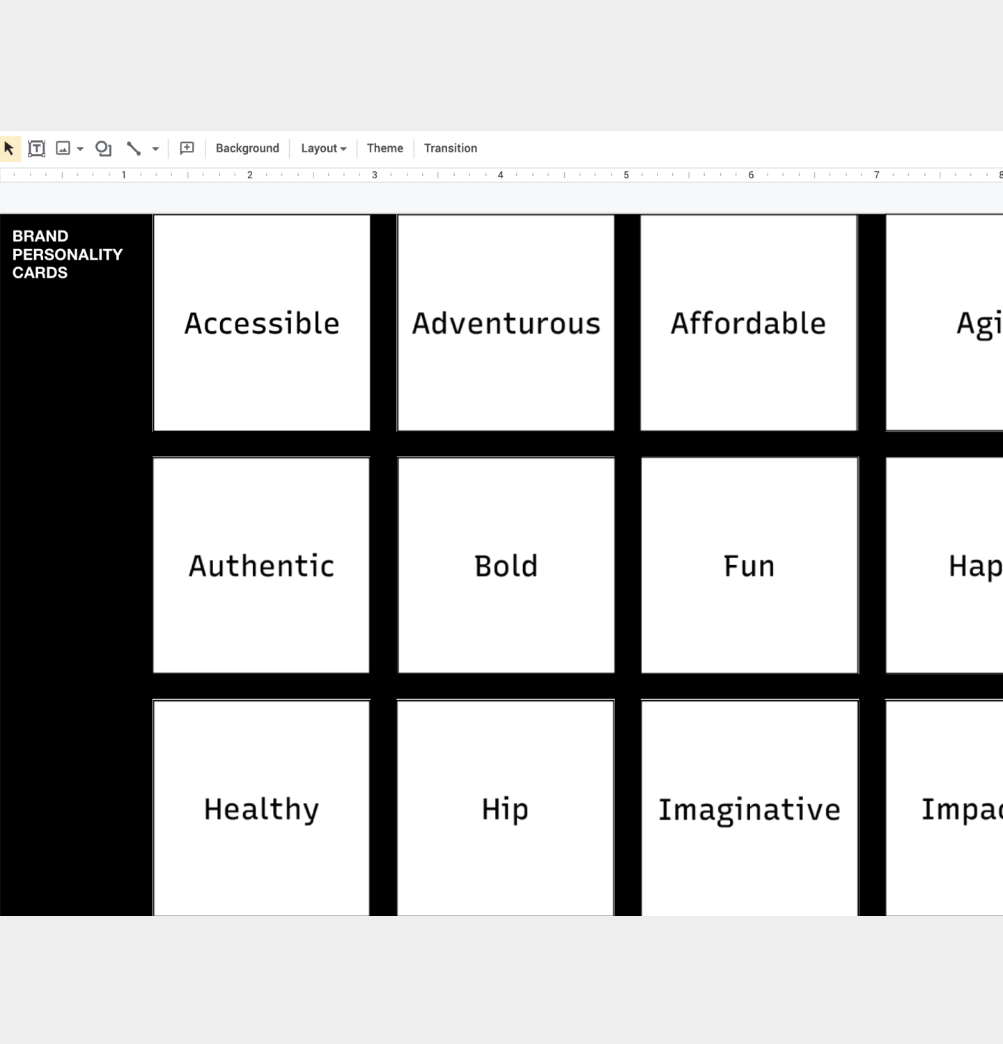 brand personality workshop google slide